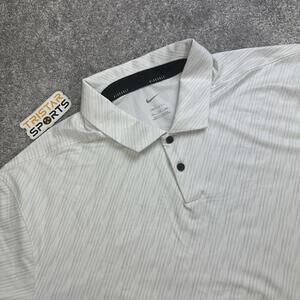 Nike Golf Polo Shirt Mens 2XL White Vapor Stripe Dri-FIT Performance Lightweight